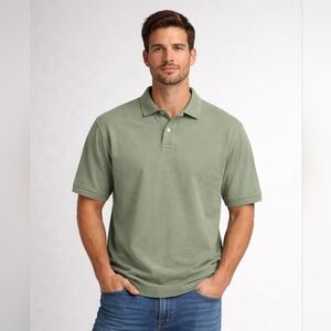 Club Room Charter Club Men’s Polo Shirt Large Green Cotton Short Sleeve
